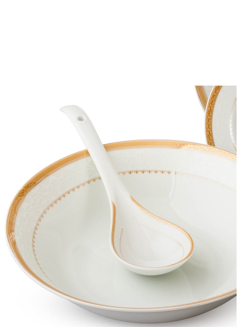 Dania Set of 45 pieces Porcelain Dining White Color With Golden Font Enough For 6 People White - Image 5